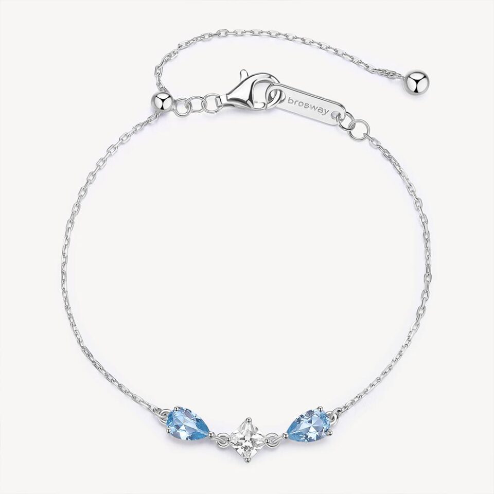 bracciale donna Brosway fancy in argento con zirconi azzurri acquamarina a goccia fcl111