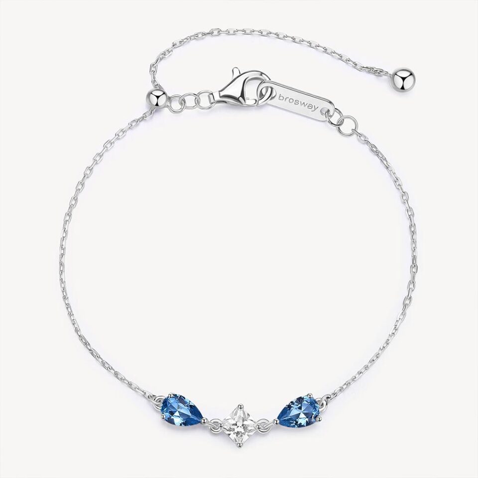 bracciale donna Brosway fancy in argento con zirconi blu zaffiro a goccia ffb112