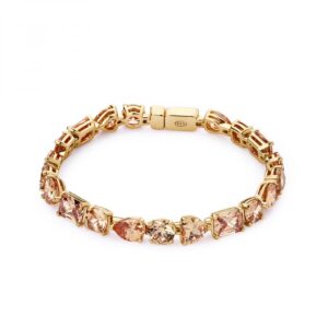 Bracciale tennis donna rosato collezione gemma rzge13 in argento placcato oro giallo e zirconi champagne