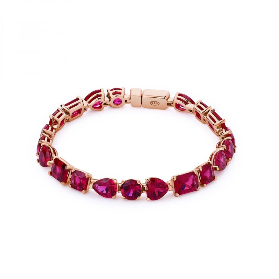 Bracciale tennis donna rosato collezione gemma rzge12 in argento placcato oro rosa e zirconi rossi