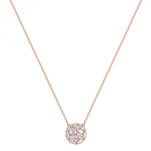 collana donna rosato con ciondolo tondo collezione gemma rzge10 in argento oro rosa e zirconi