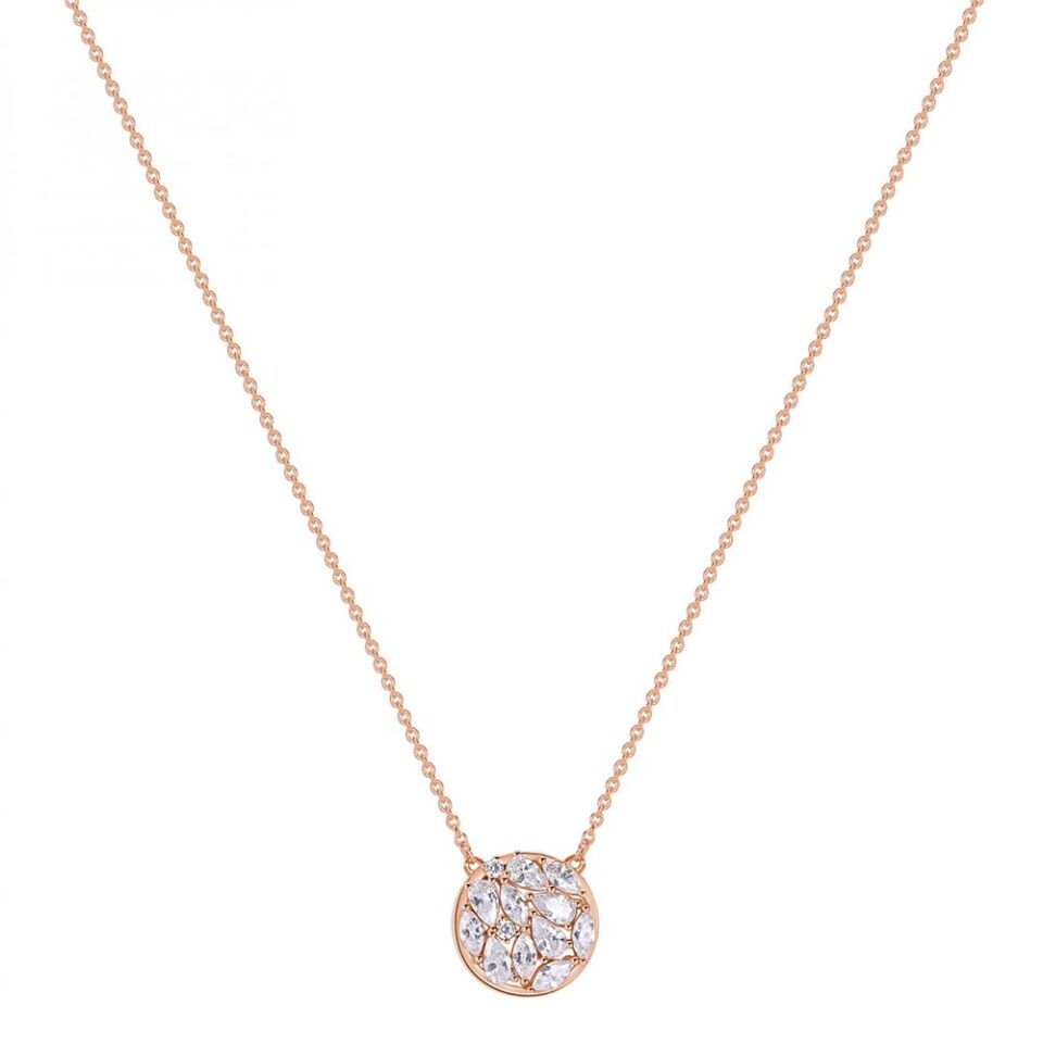 collana donna rosato con ciondolo tondo collezione gemma rzge10 in argento oro rosa e zirconi