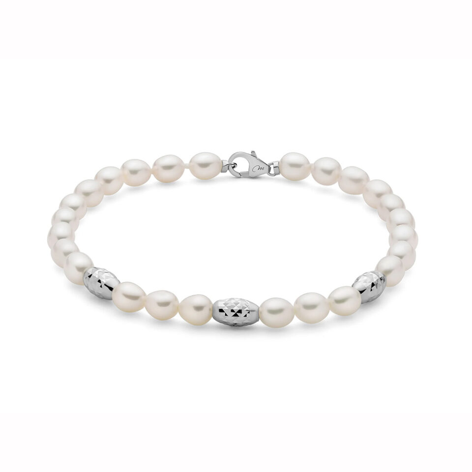 bracciale donna perle pepite qualità oriente di miluna con dettagli in argento pbr3639b