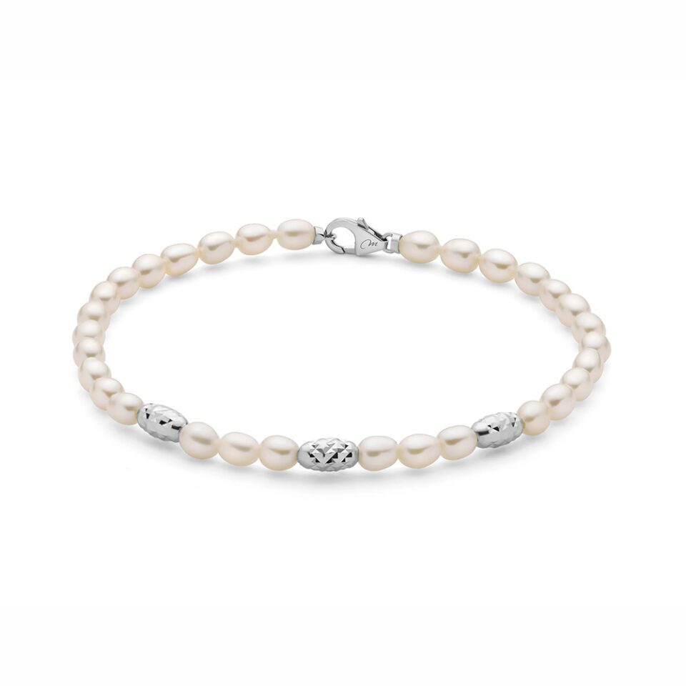 bracciale donna perle pepite qualità oriente di miluna con dettagli in argento pbr3641b