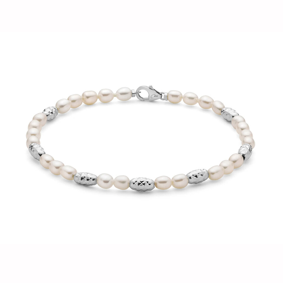 bracciale donna perle pepite qualità oriente di miluna con dettagli in argento pbr3642b