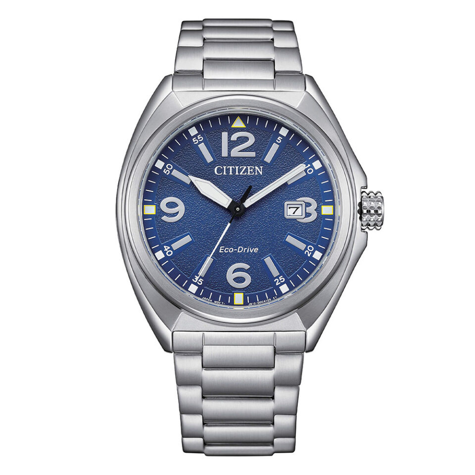 orologio da uomo citizen eco drive urban aw1571-76l in acciaio con quadrante blu