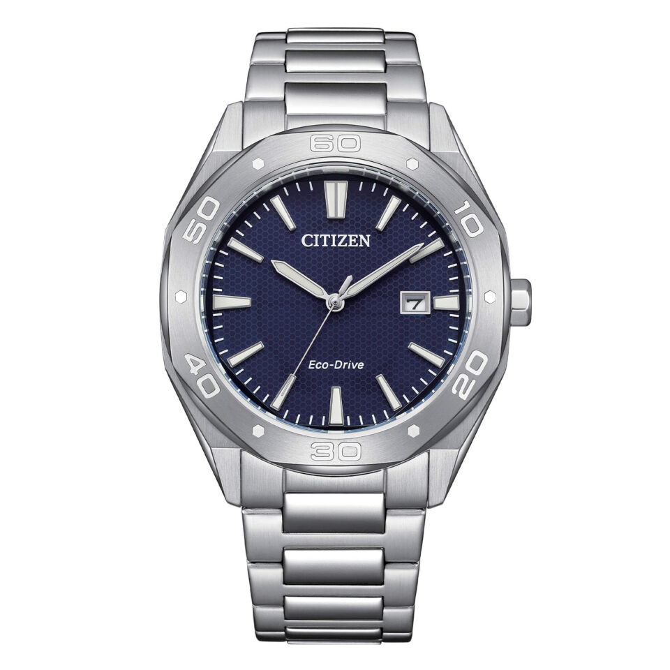 orologio uomo citizen eco drive metropolitan sport bm7631-52l in acciaio con quadrante blu