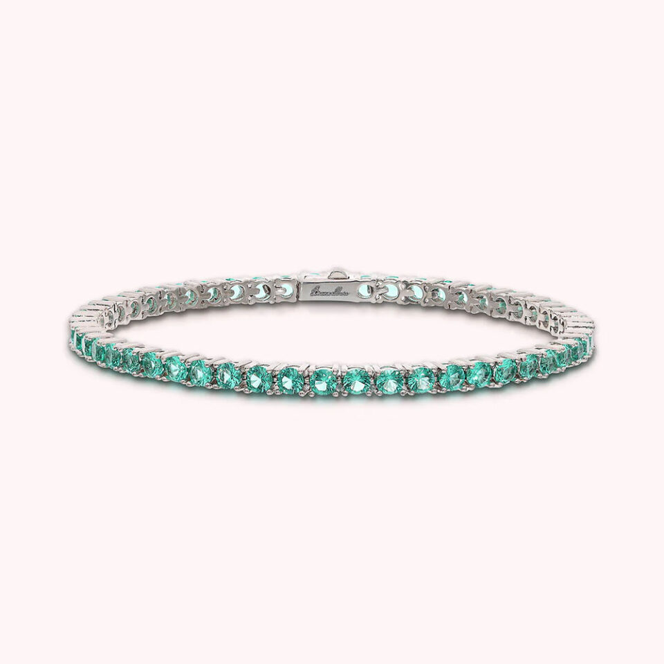 bracciale tennis donna bronzallure placcato oro bianco con zirconi verde Paraiba wsbz02485.pa