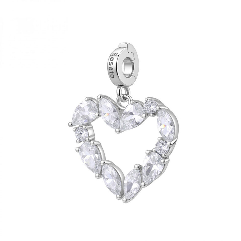 ciondolo charm cuore argento 925 con zirconi rosato gioielli rz245r