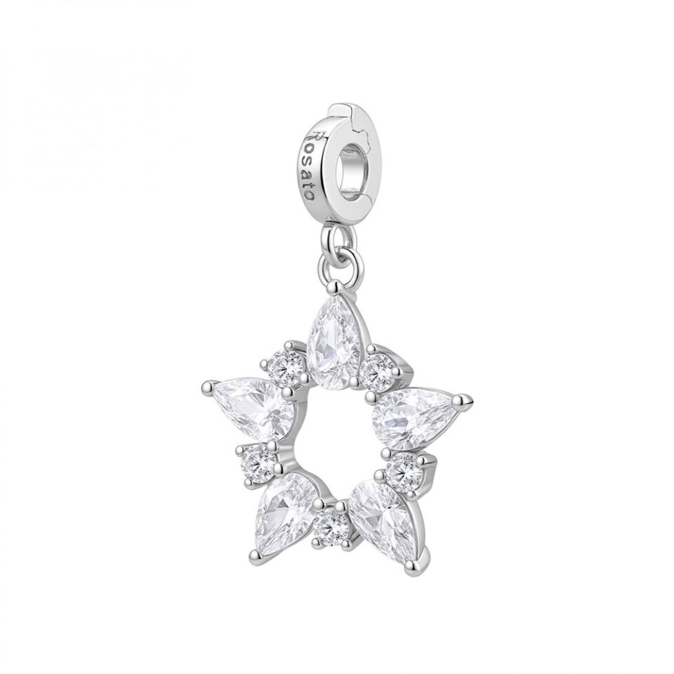 ciondolo charm stella argento con zirconi rosato gioielli rz246r