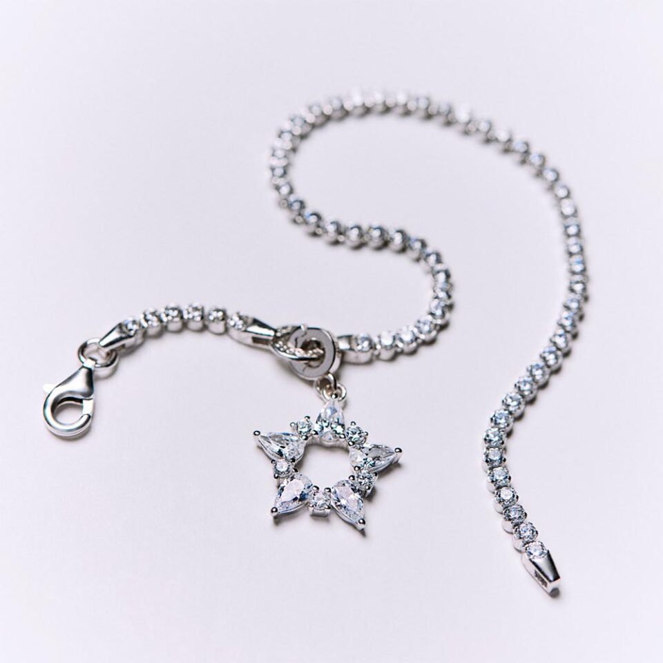 ciondolo charm stella argento con zirconi rosato gioielli rz246r